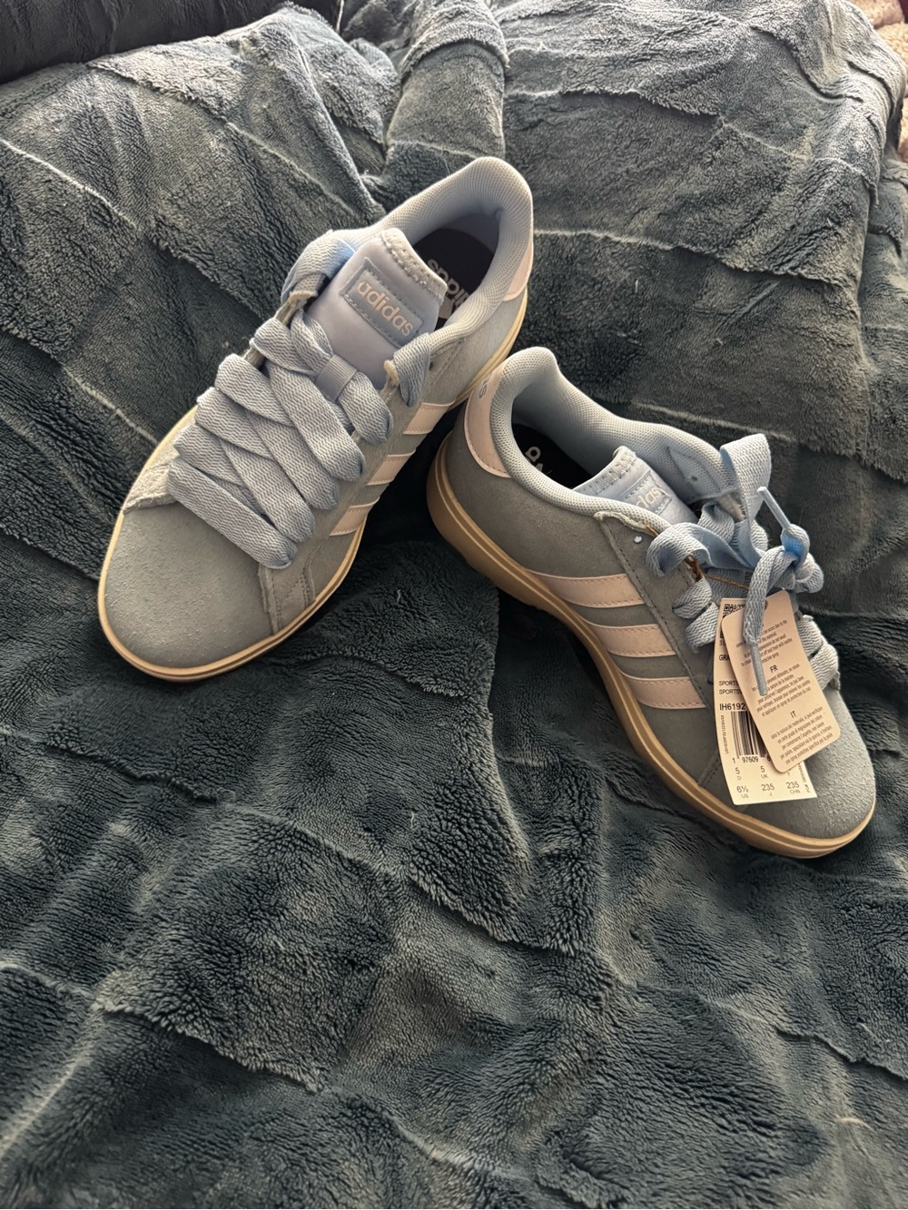 adidas Light Blue and White Grand Court Base Sneakers